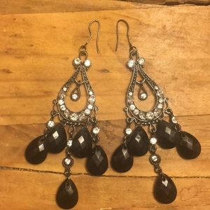 Black and antique silver earrings